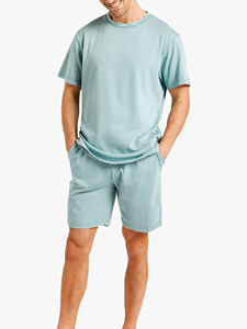 Conjuntos de ropa de descanso de verano de dos piezas para hombre, conjunto de manga corta transpirable de secado rápido, colores de contraste, patrón sólido, conjunto ecológico - Product Image 6