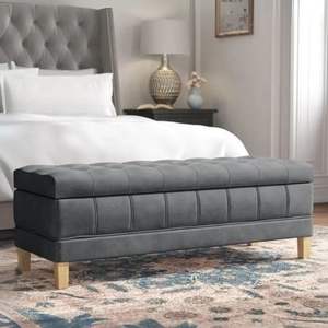 Muebles de dormitorio contemporáneos de lino europeo, baúl gris con compartimento de almacenamiento ajustable, muebles para el hogar para uso en dormitorio - Product Image 1