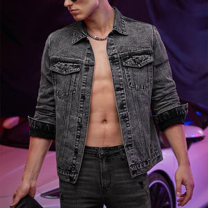 Venta al por mayor de los hombres de moda chaqueta de mezclilla Negro Slim Fit Nuevo estilo de chaqueta de mezclilla para los hombres - Product Image 6