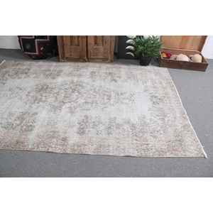 5.6x8.7 ft Turkish Vintage Wool <b>Rug</b> Large Gray Patchwork <b>Check</b> <b>Rug</b> with Latex Backing Eco-Friendly Home Decor - Product Image 5
