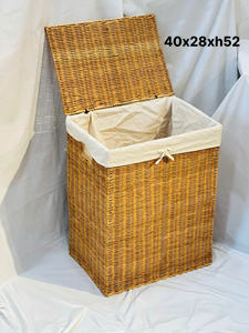 Modern Rectangle <b>Laundry</b> <b>Basket</b> Water Hyacinth <b>Seagrass</b> Rattan Lids Home Decor Organizer for Secure Clothes Storage Space-Saving - Product Image 3
