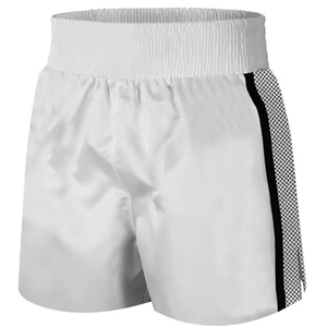 Shorts de boxe blancs pour hommes, respirants, à séchage rapide, légers, en polyester, pour l'entraînement aux arts martiaux, coupe classique, taille adulte pour la boxe - Product Image 1