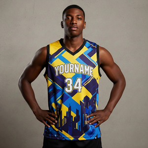 Maillot de basket-ball pour hommes grande taille, imprimé par sublimation personnalisée, antibactérien, respirant, évacuant l'humidité, 100% coton, best-seller - Product Image 6