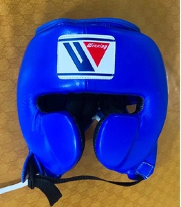Ensemble de gants de MMA bleus fabriqués en usine, logo personnalisé, équipement d'entraînement, poignées de main, protège-tête Winning, protège-aine en cuir, kick-boxing - Product Image 4