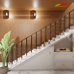 Las barandillas de escalera de hierro modernas presentan detalles de escalera elaborados con precisión, lo que garantiza durabilidad, seguridad y un diseño interior sofisticado. - Product Image 5