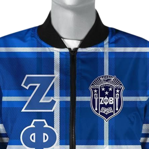 Chaquetas de Satén Zeta Phi Beta para Mujer, Ropa Griega, Hermandad 1920, ZPB, Bordado de Escudo Azul y Blanco, Estilo Universitario Premium - Product Image 5