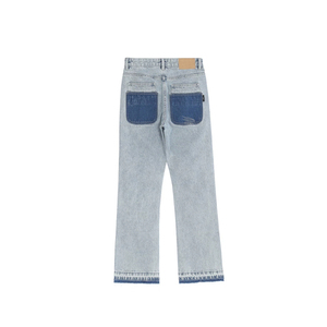 Offre Spéciale Hommes Stonewashed Coton Formelle Classique Coupe Droite Jeans High Street Style Solide Motif Patch Travail Conception En Gros - Product Image 2