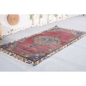 พรมตุรกีโบราณสีแดงคลาสสิกสี่เหลี่ยมขนาดใหญ่3.7 x 7.4ft ผ้าขนสัตว์ PP วัสดุลาเท็กซ์สำรองสำหรับตกแต่งห้องโถงห้อง - Product Image 3