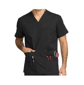 New Arrival KATBROS INDUSTRY Custom Made Men's Medical <b>Scrub</b> <b>Tops</b> Summer V-Neck Casual Short Sleeve Cotton Polyester Spandex - Product Image 4
