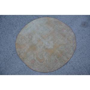 Alfombra turca Vintage Beige clásica 3,5X3,5 pies Diseño de retazos hecho a mano Lana Viscosa Rectangular Pasillo para vivir 4m Látex - Product Image 4