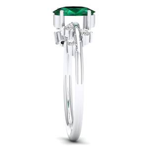 Anillos de Piedras Preciosas de Esmeralda de Corte Ovalado de Diseño Único REYES de 0.75 Quilates en Plata de Ley 925, Joyería de Moissanita para Ella - Product Image 3