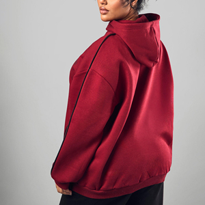 Haute qualité 100% coton français Terry surdimensionné femmes sweats à capuche tenue décontracté couleur unie respirant Hip Hop sweat à capuche - Product Image 2