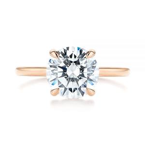 Anillo de compromiso de solitario de oro de 14K a la moda, diseño de Halo oculto, ajuste de incrustaciones de moissanita incolora, fiestas de estilo clásico - Product Image 5