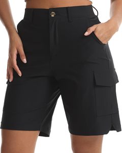 Shorts cargo décontractés pour femmes, taille mi-haute, imperméables, séchage rapide, avec poches, pour le golf, la randonnée, légers - Product Image 1