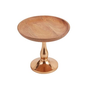 Support à gâteau en bois et en métal de qualité supérieure forme ronde taille personnalisée support à gâteau à dessert pour la maison hôtel - Product Image 1
