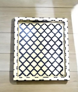 Plateau de service en bois à motifs modernes fait à la main, incrustation d'os, technique d'émail coloré, décoration de meubles, décoration de la maison, cadeau de mariage - Product Image 6