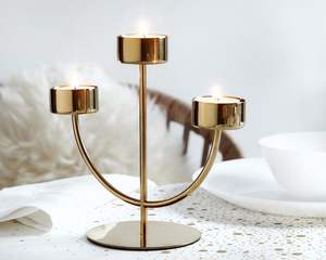 Candelabro de Metal Vintage creativo hecho a mano, decoración navideña para el hogar, portavelas en miniatura, regalos de arte para Pascua - Product Image 1