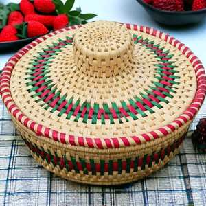 Wholesale Price Multicolor Handwoven Ecofriendly Natural Moonj Grass <b>Basket</b> <b>with</b> <b>Lid</b> for Home - Product Image 6