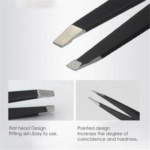 Juego de pinzas para cejas de acero inoxidable personalizadas, 3 uds., herramientas de belleza puntiagudas inclinadas de calidad profesional - Product Image 2