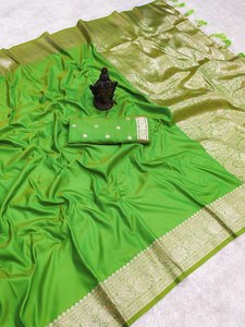 Saris en coton Sungudi avec une magnifique bordure en zari, imprimé à carreaux, décontracté et pour les fêtes, pur coton provenant d'un fabricant indien - Product Image 5