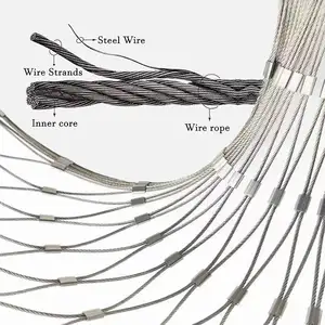 Flexible Architectural Inox Cable Safety Mesh Ss316 Stainless Steel Wire Rope Net For Climbing Plants Green Wall Grid