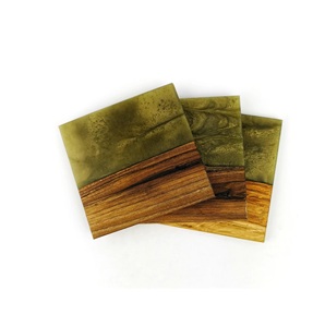 Sous-verres en résine et pierre de bois de style moderne faits à la main 100% bois pur pour la maison et le jardin - Product Image 4