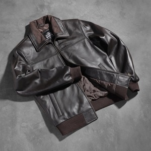 Automne et printemps véritable peau de mouton Denim veste en cuir décontracté élégant Slim Fit avec fourrure décoration courte longueur - Product Image 5