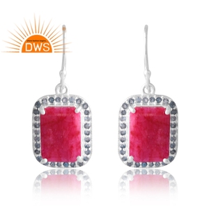 Hot Selling 925 Sterling Silver Natural London Blue Topaz & Ruby Gemstone Drop Earring Custom Jewelry Manufacturer - Product Image 1