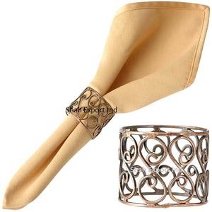 Élégant fil métallique rond rond forme cuivre plaqué élégance Festivals maison Table à manger décor porte-serviettes - Product Image 1