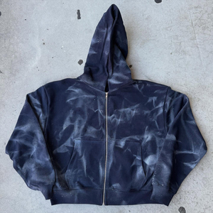 Sweat-shirts unisexes décontractés en coton 100% France Terry, à fermeture éclair, lavage à l'acide, coupe ample, logo personnalisé, vente en gros OEM, tendance 2025 - Product Image 1