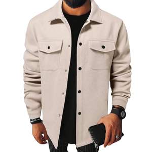 เสื้อแจ็คเก็ตเชิ้ตผ้าวูลผสมแบบลำลองสำหรับผู้ชาย ดีไซน์ล่าสุด สีสันตามสั่ง ปกตั้ง สไตล์วินเทจ สำหรับฤดูใบไม้ร่วง แฟชั่นทันสมัย - Product Image 3