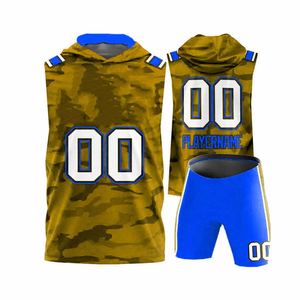 Ensemble d'uniformes sans manches 7v7, vêtements d'équipe personnalisés, maillot de football américain, design de compression sublimé, vente en gros pour les jeunes - Product Image 3