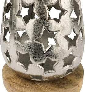 Lanterne en aluminium et bois de manguier, design antique, best-seller, durable, marque privée - Product Image 3