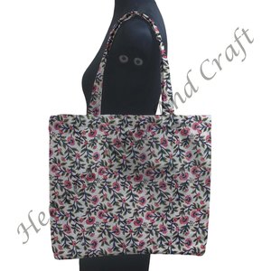 Handmade Cotton <b>Square</b> Shoulder Bag For Women Hand Block Printed Indian Style Handmade Tote Bag For Shop - Product Image 4