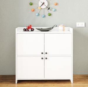 <b>Modern</b> Multi-Purpose 4-Door 4-Shelf <b>Desk</b> Organizer Shelf for Bathroom Kitchen Wardrobe Garage & Shoes-Space-Saving <b>White</b> Finish - Product Image 5