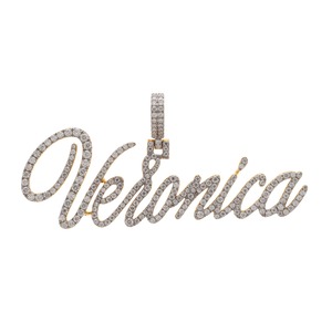 Colgante de Lujo con Incrustaciones de Diamantes de Imitación, Estilo Hip Hop, Chapado en Oro, Personalizado con Nombre, Alta Calidad, Certificado IGI, Unisex, Moissanita VVS - Product Image 1