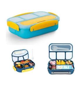 Boîte à lunch en plastique à 4 compartiments, fournie directement par l'usine, avec couvercle en plastique, pratique, quatre compartiments pour la fraîcheur, fourchette, cuillère, boîte repas - Product Image 6