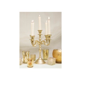 Bougie à cinq bras de finition dorée décorative faite à la main pour bougie légère dîner bougeoir pour prix de gros - Product Image 2