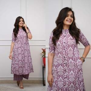 <b>Top</b> Quality Slub Cotton With Print Kurti And Plazzo Women Fashion Manufacturer And Supplier From India - Product Image 2