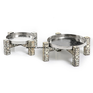 Juego de Dos Tazones de Chocolate de Metal con Base de Nácar, Calidad Premium, Hechos a Mano, Diseño Nuevo, Tazón para Dulces - Product Image 6