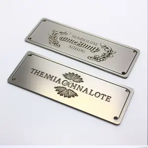 fashion brand sticker custom logo engraved embossed custom metal nameplate