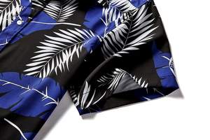 Chemises décontractées pour hommes à col montant en tissu sergé à manches courtes avec motif imprimé graphique boutonné pour le printemps ODM à séchage rapide - Product Image 5