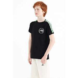 T-shirt imprimé à col rond pour garçons Tommylife, coupe classique, haut à manches courtes en coton noir pour enfants, modèle 11121 - Product Image 3
