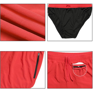 Shorts de course pour hommes de qualité supérieure Shorts d'entraînement athlétique de gymnastique pour hommes Shorts de course de 5 pouces avec poche à fermeture éclair - Product Image 6