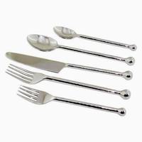 Lot de 5 couverts modernes ton argent avec poignées élégantes et écologiques en acier inoxydable Design américain unique