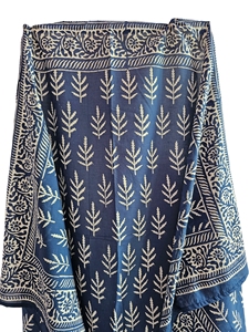 Pareo de Algodón con Estampado Indigo Hecho a Mano para Mujer, 100% Algodón, Cubierta de Playa, Talla 44 x 72 Pulgadas - Product Image 4