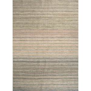 Contour Grey & <b>Black</b> Striped Hand Loom Wool & Viscose <b>Rug</b> for Home Use-Hwv-51008 - Product Image 1