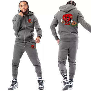 Chándales holgados con logotipo personalizado para hombre, trajes de algodón con estampado Unisex para trotar, ropa de gimnasio de dos piezas, precio al por mayor - Product Image 5