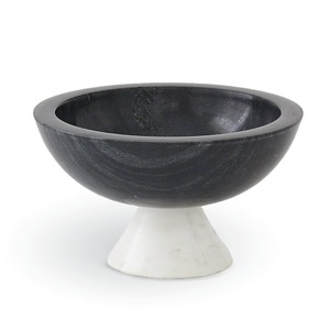 Dernier modèle Socle en marbre noir et blanc Bol de luxe au design moderne Pièce maîtresse en pierre élégante et décorative artisanale - Product Image 1