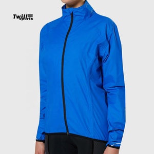 Chaqueta con cremallera de ciclismo azul real para mujer, forro de nailon de algodón transpirable, ropa deportiva informal, procesamiento de punto, venta al por mayor - Product Image 3